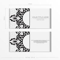 Luxurious white rectangular postcard template with vintage abstract mandala ornament. Elegant and classic vector elements ready for print and typography.