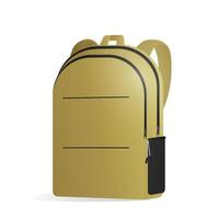 Yellow school backpack isolated on a white background. Realistic vector briefcase. Design element on the theme of tourism and return to school.