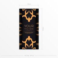 Dark postcard design with abstract vintage mandala ornament. vector