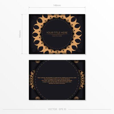 Dark postcard design with abstract vintage mandala ornament. Can be used as background and wallpaper.