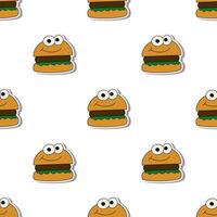 Burger seamless pattern in flat style. Burger sticker. Suitable for backgrounds, postcards, and wrapping paper. . vector