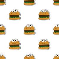 Burger seamless pattern in flat style. Burger sticker. Suitable for backgrounds, postcards, and wrapping paper. Vector. vector