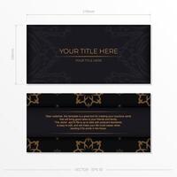 Dark postcard design with vintage Indian mandala ornament. Elegant and classic vector elements ready for print and typography.