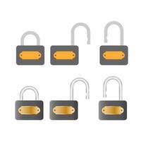Set of padlocks with different sizes and colors vector
