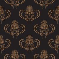 Dark seamless pattern with snake head. Vector illustration.