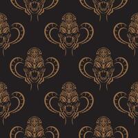 Dark seamless pattern with snake head. Vector illustration.