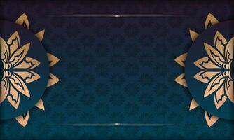 Gradient blue background with Greek gold ornaments and space for your logo or text vector
