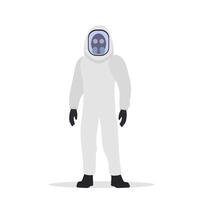 A man in a white protective suit is isolated on a white background. Flat style. Vector. vector