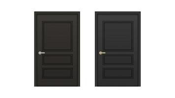 Vector realistic entrance doors. Dark doors isolated on white background.