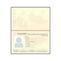 plantilla de pasaporte abierto en blanco ilustración vectorial aislada. documento para ilustración de viaje e inmigración vector