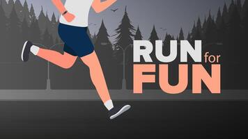 Run for fun banner. The guy is running. Running legs close-up. . vector