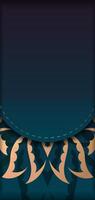 An ornate blue background with gold and black design vector