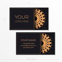 Business cards with Decorative floral business cards, oriental pattern, illustration. vector