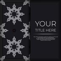 A black and white card with a pattern on it vector