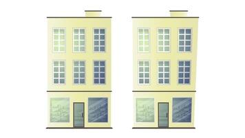 Two buildings with windows on a white background vector
