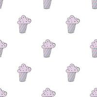 Seamless pattern with cupcake. Festive cupcake in a flat style. Endless background. Good for backgrounds, postcards and wraps designs. . vector