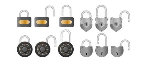 Set padlock. Open and closed padlock. Isolated on a white background. Vector. vector