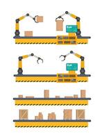 línea transportadora con cajas. sistema de transporte en diseño plano. ilustración vectorial vector