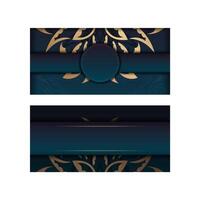 Two business cards with gold and blue designs vector