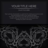 Black luxury invitation card design with silver vintage ornament. Can be used as background and wallpaper. Elegant and classic vector elements ready for print and typography.