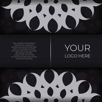 Dark invitation card design with abstract silvery ornament. Elegant and classic elements are great for decoration. vector