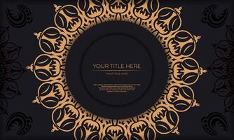 Golden frame with ornate pattern on black background vector