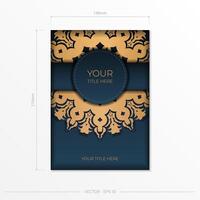 Dark blue invitation card template with abstract ornament. Elegant and classic elements ready for print and typography. illustration. vector