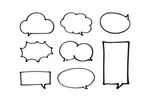 Set of hand drawn speech bubbles. Vector illustration.