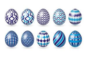 Set Easter color eggs on white background. Vector illustration. Happy Easter eggs ornament.