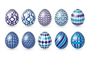 Set Easter color eggs on white background. Vector illustration. Happy Easter eggs ornament.