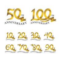 set anniversary element gold logo vector