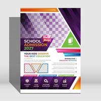 purple pink colorful gradient school admission kids care Flyer premium template vector