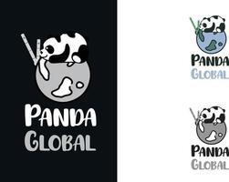 Panda Global cute earth bamboo NGO Corporate Logo Design Template vector