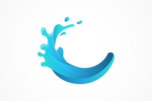 simple wave water splash logo element vector