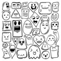 Doodle cute monster element collection Free Vector