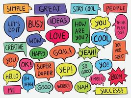 Colorful collection speech bubbles hand drawn Free Vector