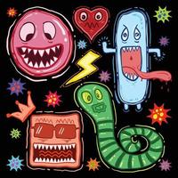 colorful doodle monster hand drawn style,premium vector. vector