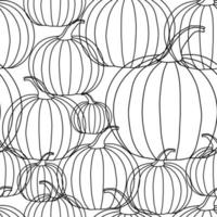 Halloween Background - Black Line Pumpkin on White Background. Vector Illustration