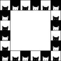 fondo de borde de tablero de ajedrez de gato blanco negro vector