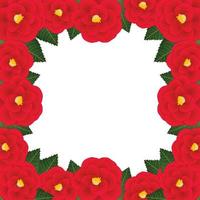 Red Camellia Flower Frame Border.Vector Illustration. vector