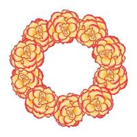 Begonia Flower, Picotee Sunburst Wreath vector