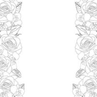 Rose and Iris Flower Outline Border vector