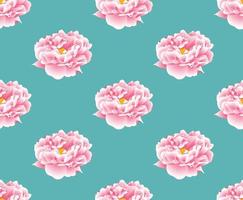 Pink Peony on Green Teal Background vector