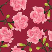 Dianthus caryophyllus - Carnation Flower, Clove Pink. National flower of Spain, Monaco, and Slovenia on Red Background vector