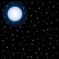 Full Moon and Starry Night Sky Square on Black Background vector