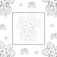 Strawberry and Flower Outline Banner on White Background vector