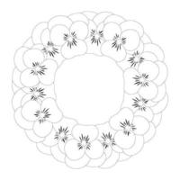 Pansy Flower Wreath Outline vector