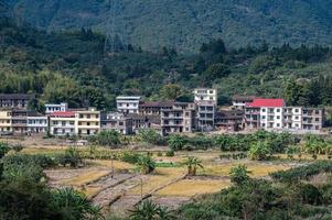 In the villages in the mountains, the crops in the fields are ripe photo