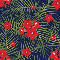 Cypress Vine Flower on Navy Blue Background vector