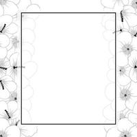 Hibiscus syriacus Flower Outline - Rose of Sharon Banner Border vector